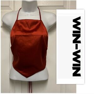 WIN WIN Rust Satin Halter Top